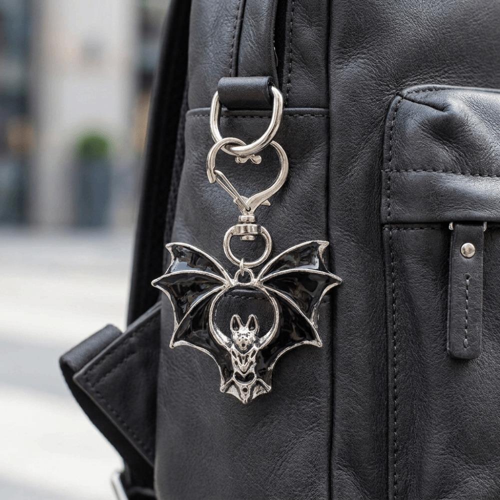 Enamel Bag Charm Black Gothic Key Ring Dark Aesthetic Halloween Bat Keychain  Car Accessory