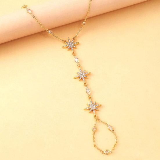 Eight-pointed Star Mitten Bracelet, Adjustable Chain Zinc Alloy Bracelet, Sparkling Star Bracelet for Jewelry Gift