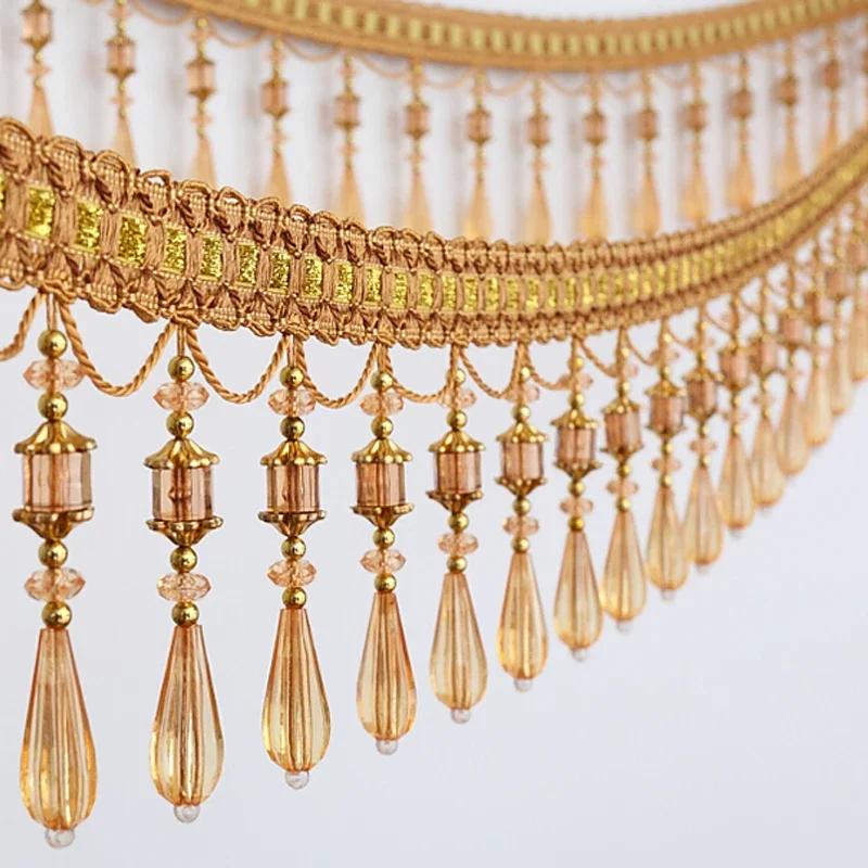 1 м Кристальная бахрома Кисточка Кружевная отделка Швейная лента Кисточка Кристальная бусина Бахрома Обивка Аксессуар для штор для украшения дома 1m