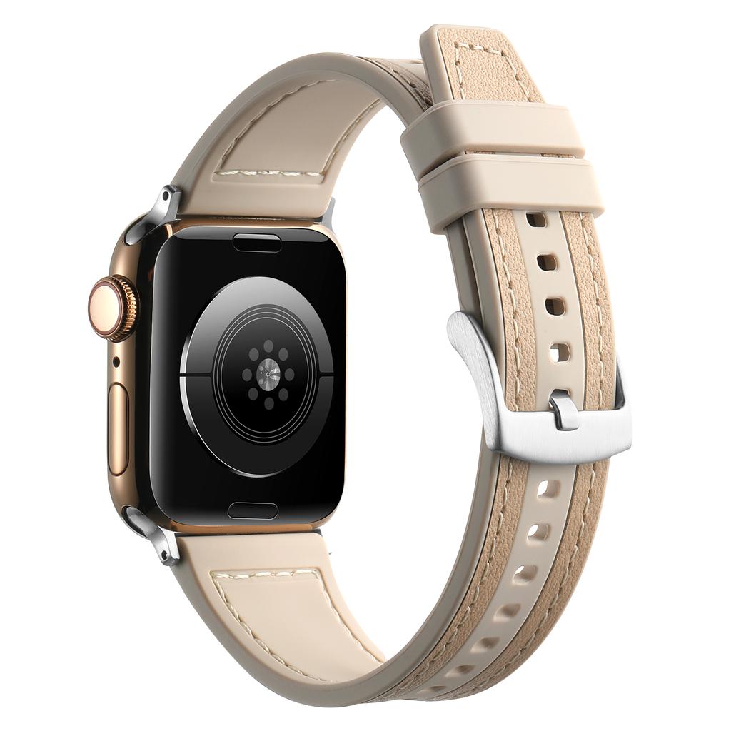 Watchband Silicone+Leather Strap For Apple Watch Band Ultra 44mm 45mm 41 40mm 49 Men Sports Belt Women Wristband for iWatch Series 8 7 9