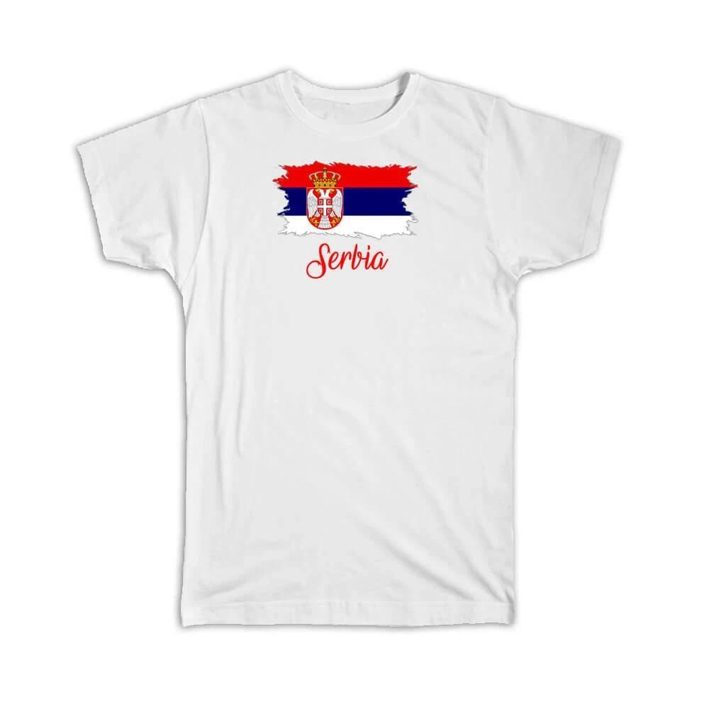 Gift T-Shirt : Serbia Flag Serbian Country Expat L