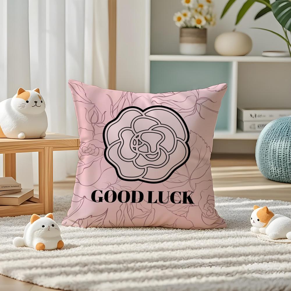 Hot Selling Camellia High-end Printing Pillow Case Silky Elegant Comfort Sofa Bed Invisible Zipper