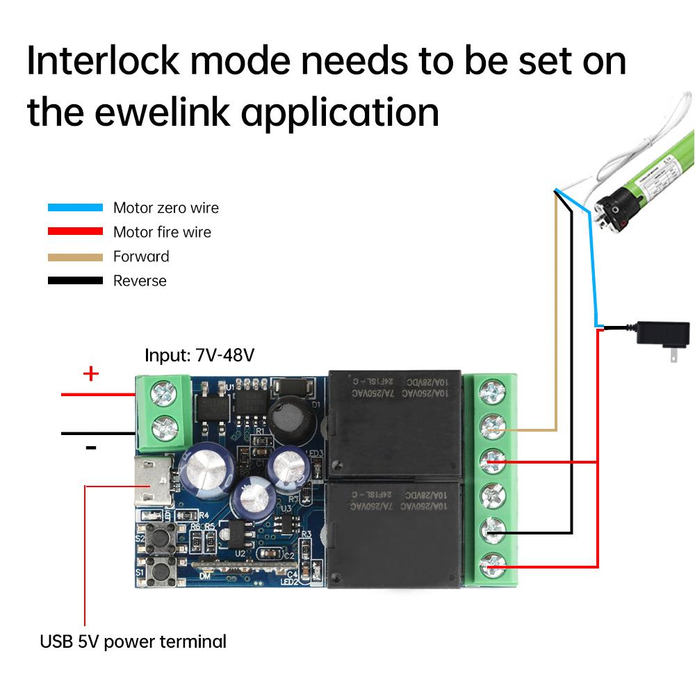 EWeLink WIFI Smart Switch DC 12V 24V 48V Module 2 Channel Relay Receiver Wireless Remote Control Work with Alexa Micro USB