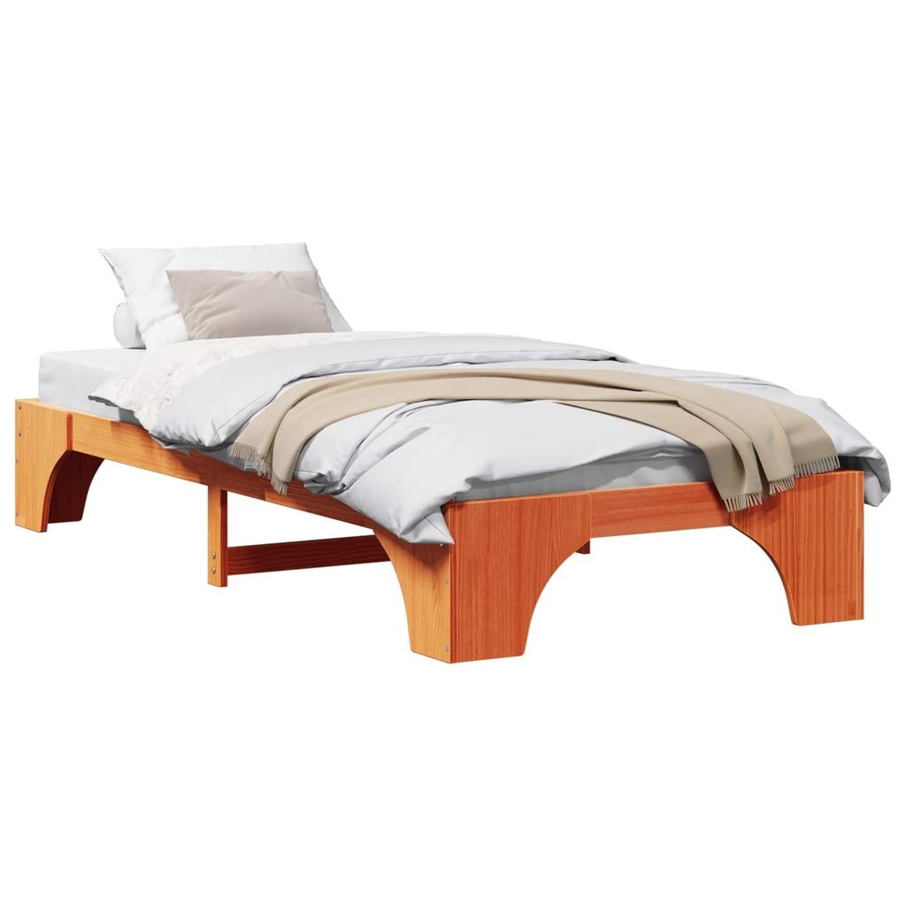 Bed Frame Wax Brown 80 x 200 cm Solid Pine Wood