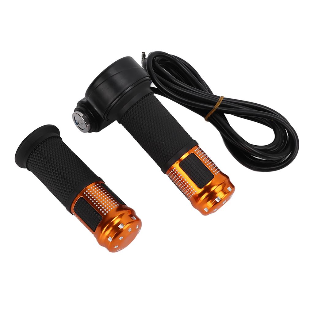 1Pair Thumb Throttle Grip Routine Twist Throttle Handle Grip with Keys for Electric Scooter BikeGold