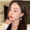 Big Baroque natural pearl square earrings stud earrings 2023 new fashion temperament sweet earrings