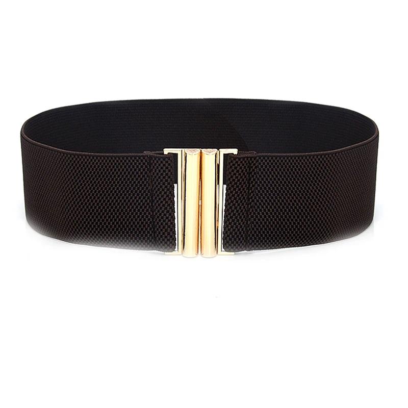 

60*6CM Wide Elastic Belt Solid Color Corset Belt Metal Buckle Lady Stretch Cinch Waistband Women Waist Belt