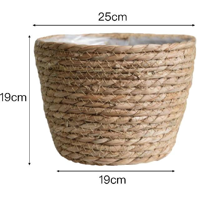 Seagrass Planters, Cover Storage Basket Containers Hand Woven Straw Pot with Plastic Liners for Indoor Outdoor Plant, Flower