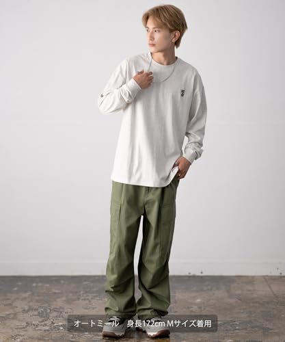 IMPROMES Casual SIDEWAYSTANCE Embroidered Downer Bear Long Sleeve T-Shirt, Men's, Khaki