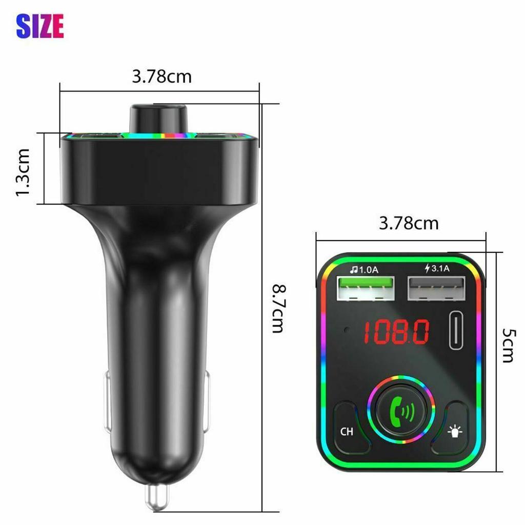 Bluetooth 5.0 FM Transmitter Car Kit Adapter Hands-Free LED Display And Charger PD Fast Player Modulator Auto With Mp3 Fm V9W6