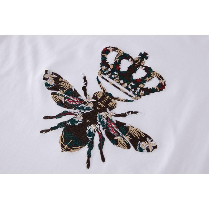 Zomer Geborduurd Katoen Losse Ronde Hals Grote Korte Mouw T-shirts Heren