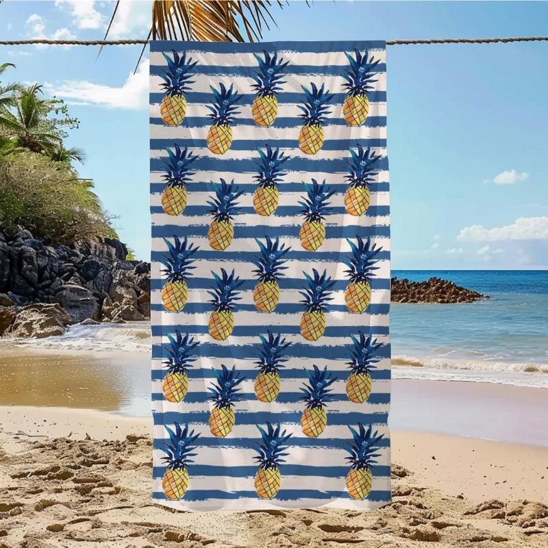 Coperta Telo Microfibra Leggero Asciugatura Rapida con Strisce di Ananas Frutta Estiva per Spiaggia Piscina Palestra Nuoto Bagno, Viaggio Vacanza