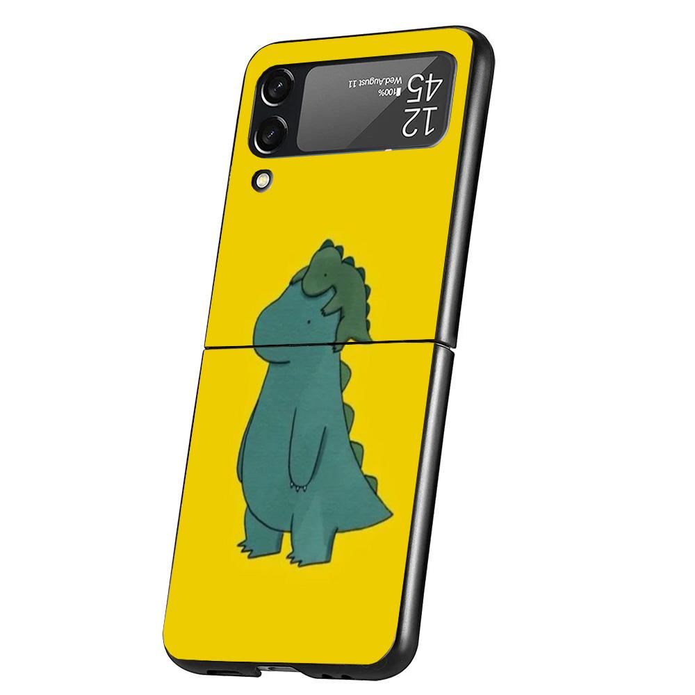 Cute Cartoon Dinosaur Baby Case Phone Cover for Samsung Galaxy Z Flip 6 5 4 3 5G ZFlip6 ZFlip5 ZFlip4 ZFlip3 Black Hard Trend Fu