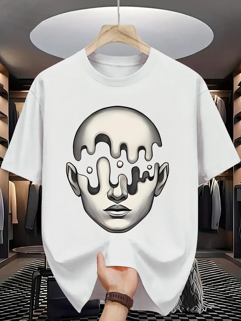 European Sizes Men's Summer Short Sleeve T-Shirt with Letter '' Print - Casual Round Neck Breathable Top, Short Sleeve Summer Wear for Hot Weather
