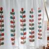 Semi Sheer Voile Drapes Embroidered Leaves Short Curtains Home Decoration Bath Curtain  Cafe