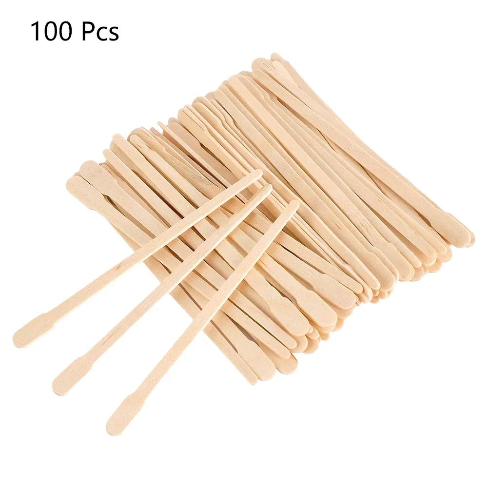 100Pcs Body Hair Removal Sticks Eyebrow Wax Sticks Wooden Waxing Spatulas Mini Eyebrow Waxing Spatulas Small Wooden Wiping Bar
