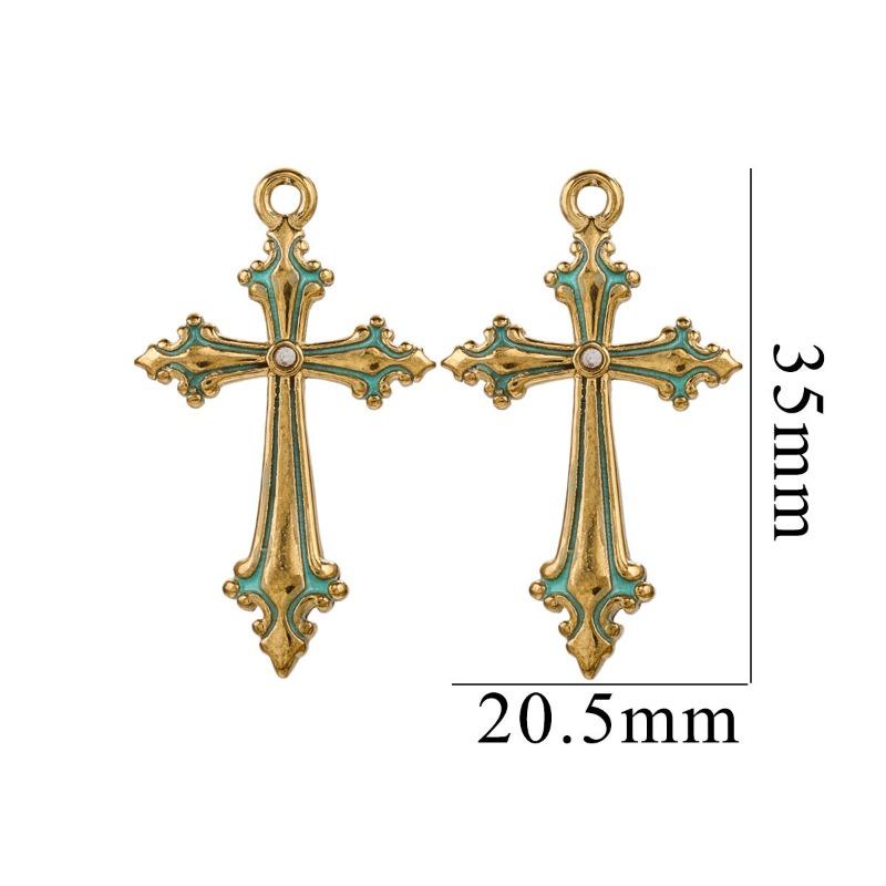 

Meier Stainless steel diy color-retaining vintage enamel baroque style titanium steel cross pendant necklace - punk unisex [single] зелений