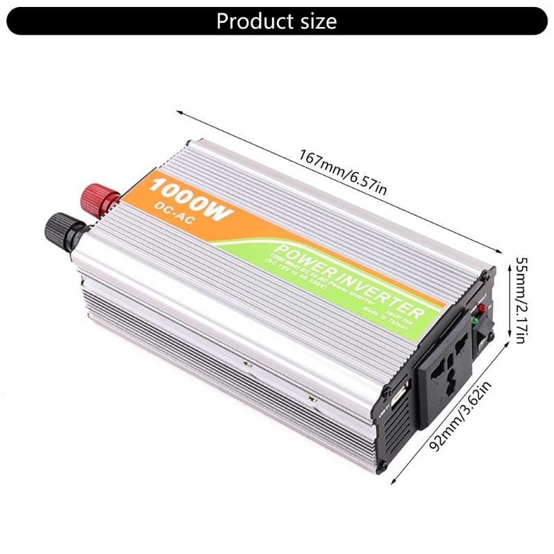 Multipurpose 1000W Capacity Power Converter with Safety Features For Vehicles Camping Boating Caravans 12V To 110V/220V