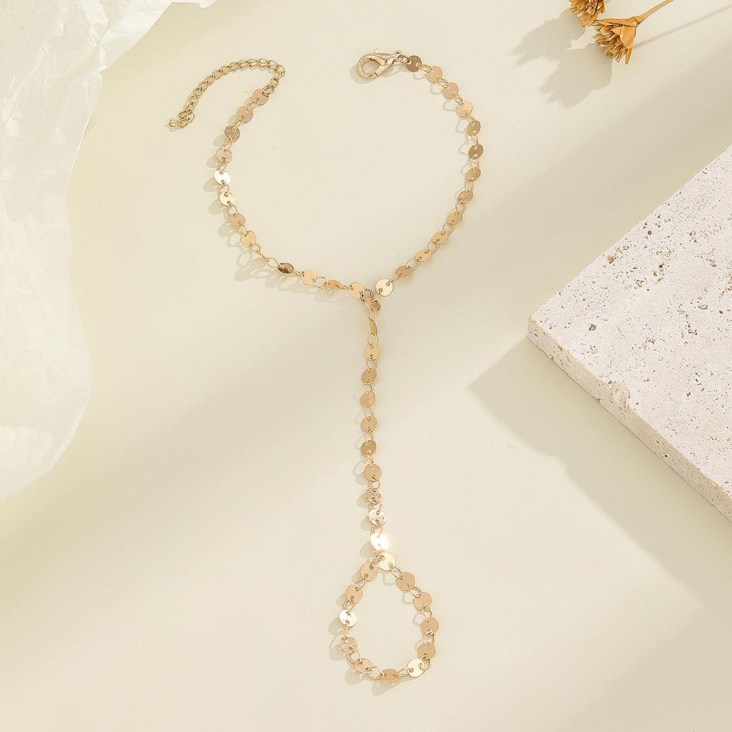 

Kinitial Exquisite and fashionable laser plated palm chain Finger Bracelet Coin Bracelet gave her an anniversary gift