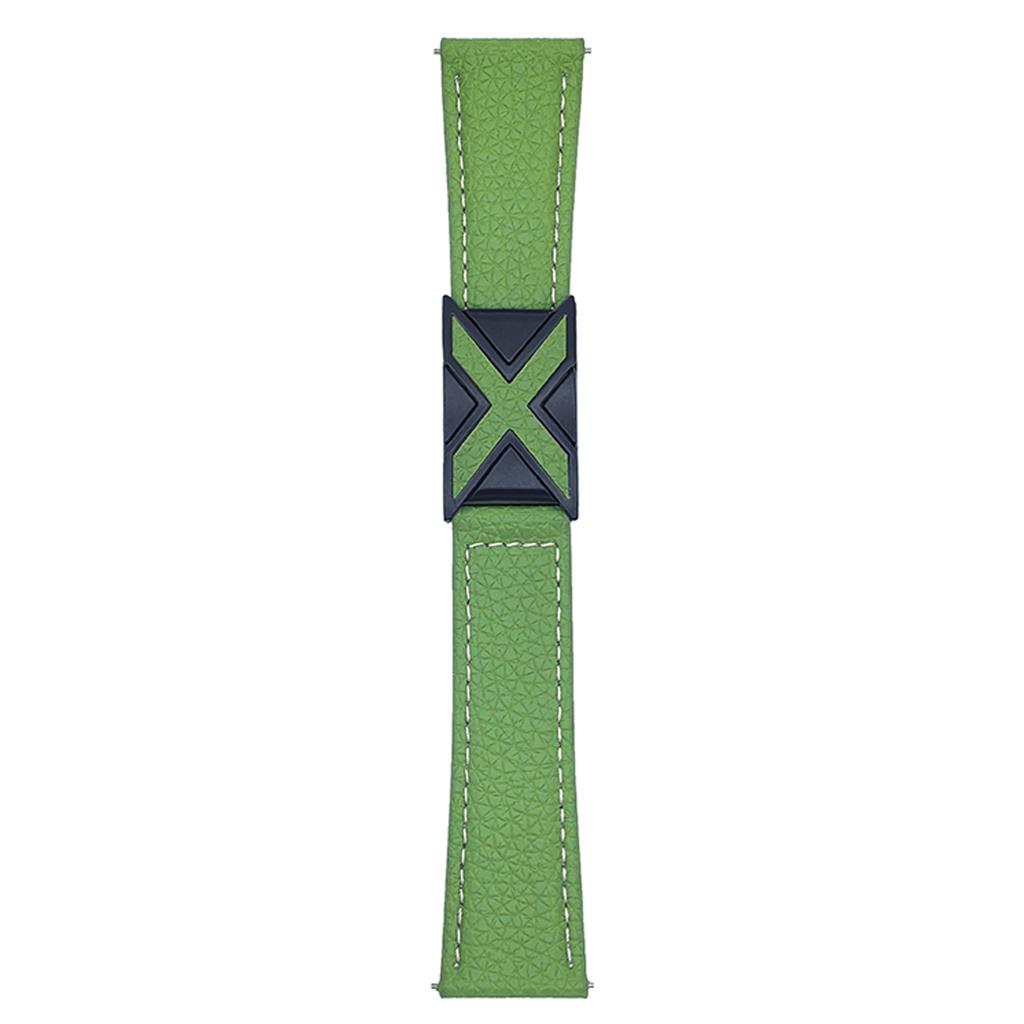 For Samsung Galaxy Watch7 44mm/40mm Watch Band 20mm Magnetic X-Buckle Litchi Texture Leather Strap