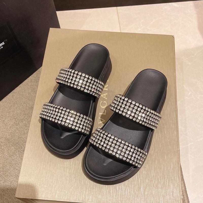 

Fashion Rhinestone Slippers Women Summer Shoes 2025 Ladies Fashion Beach Shoes Designer Slides Woman Casual Comfortable Flip Flops Flats 35 чёрный