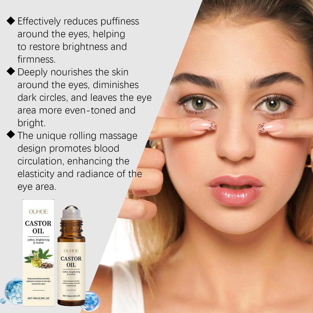 OUHOE Roll-on z olejkiem eterycznym pod oczy - Nawilża i odżywia skórę wokół oczu, Redukuje cienie pod oczami, Rozjaśnia i ujędrnia okolicę oczu, Odpowiedni dla oczu, 10ml