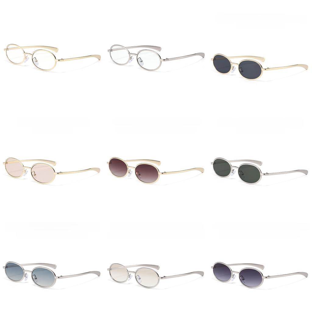 Vintage Metal Oval Sunglasses With Uv400 Protection For Fashionable Men And Women