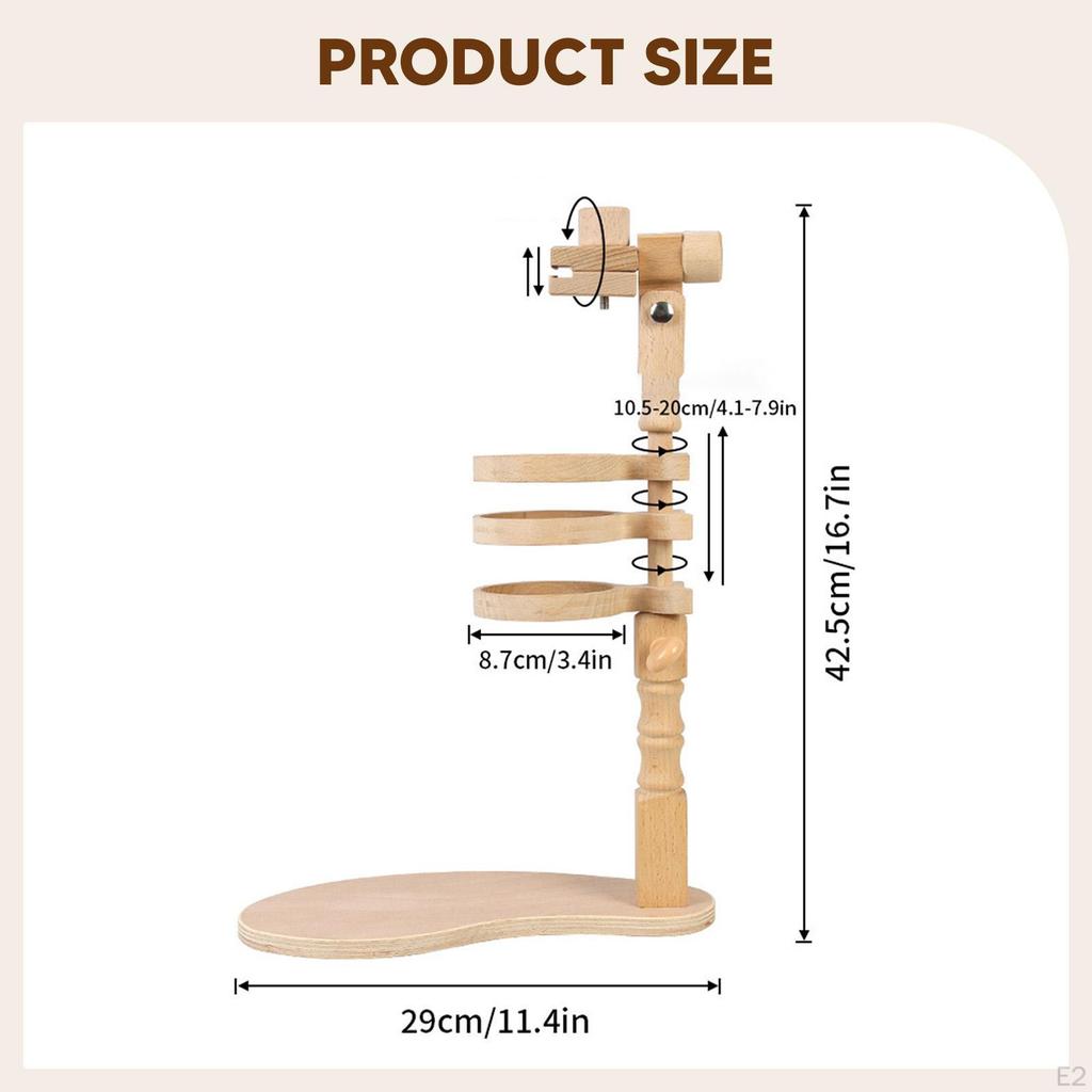 Wood Embroidery Hoop Holder Sewing Craft Project, Beginners Adjustable Height for Study Bed, Bedroom