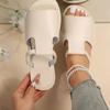 Foreign trade large size women's flat bottom cool slippers spring and summer new hollow design solid color fish mouth women's shoes