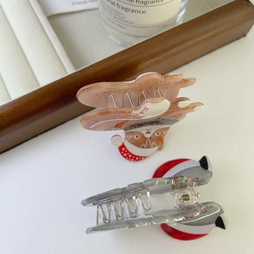 Creative Cat Cat Hair Claw Korean Style Mide Size Animal Shark Clip Headdress Ponytail Holder Acrylic Animal Hair Clip Daily