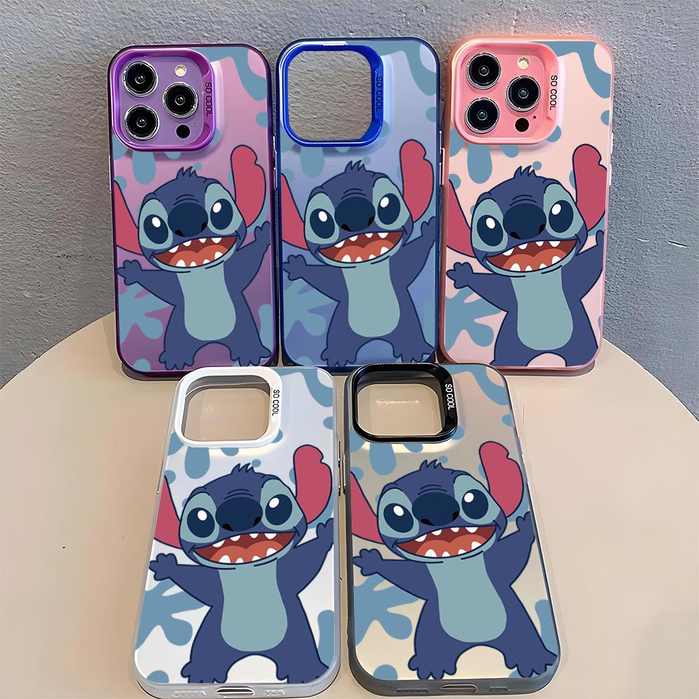 Stitch Cartoon Mobile Phone Case Apple 17promax Cute Anti-drop Colored Silver iPhone16 Mobile Phone Case Couple Model