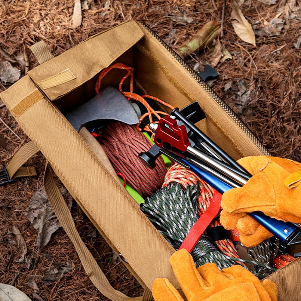 Outdoor Camping Gas Tank Storage Bag Basket Large Capacity Picnic Cookware Utensils Kit Bag Ground Nail Tool Utensils Organizer