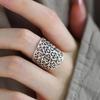 1Pcs Geometric Fine Jewelry Finger Adjustable Retro Flower Hollow Ring For Party Birthday Gift Gold/Silver Rings For Women