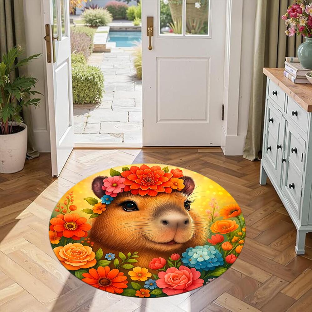 Capybara1 Round Area Rug Design for Kitchen Living Rooms Entryway Decorate room Antislip Round Carpet Office home decor Wedding Party Gift