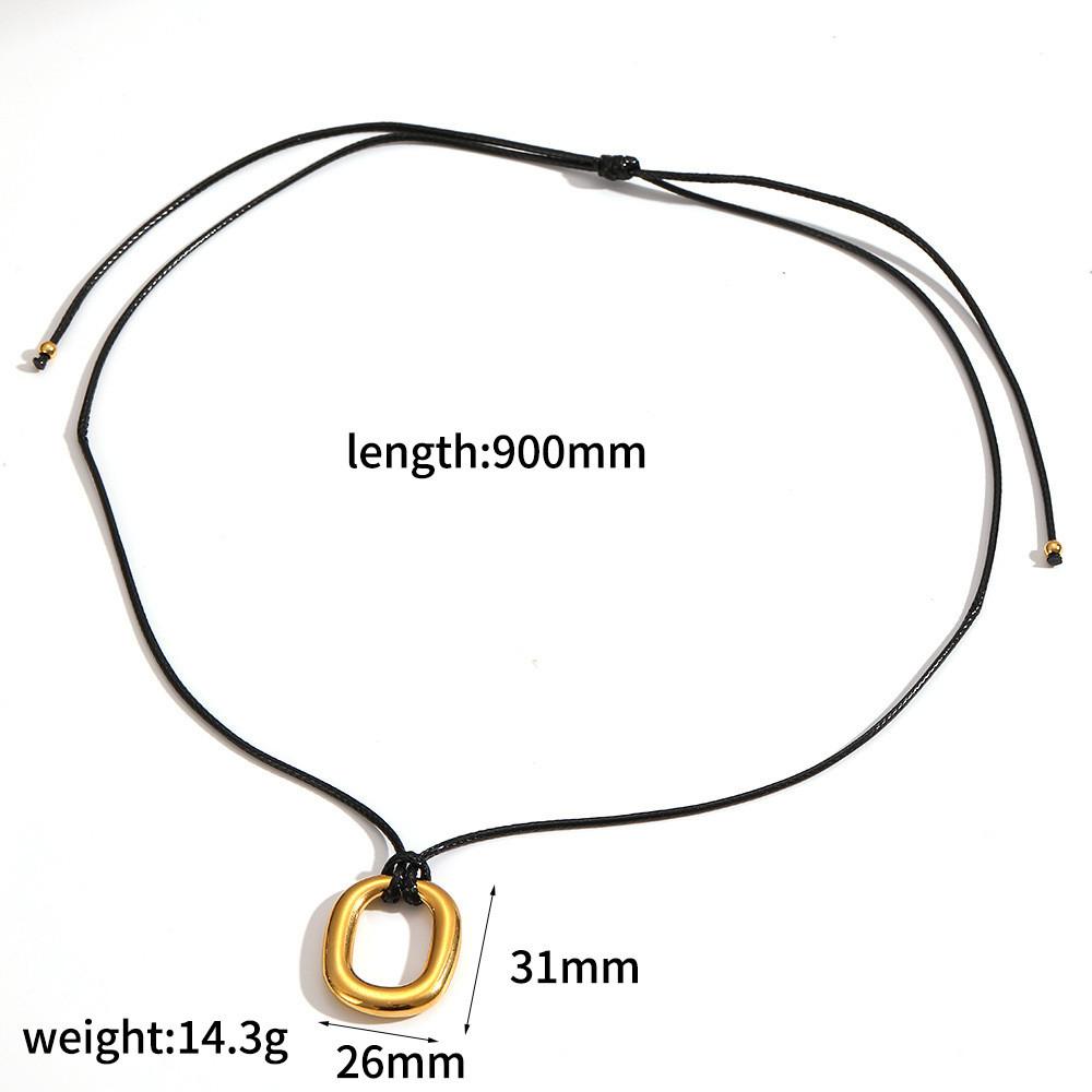 

Geometric Stainless Steel Pendant Necklace With Adjustable Wax Cord For Unisex Fashion Accessory зелёный