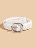 Pu Womens Black Woven Belt With Alloy Closure Design For Trendy Outfits Casual
