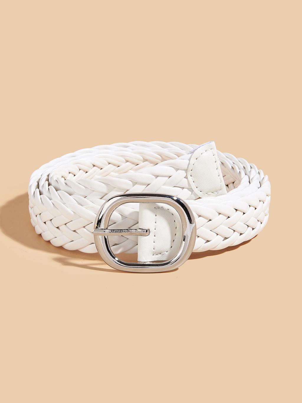 

Black Womens Pu Woven Belt With Alloy Closure Design For Trendy Casual Outfits