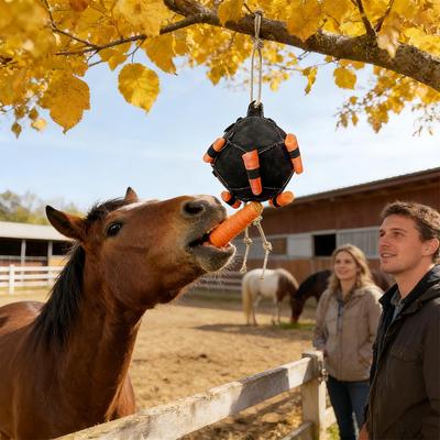 Horse Carrot Feeding Ball Toy Hay Feeder Toy Ball Hanging Feeding Toy for Horse Horse Goat Sheep Relieve Stress Horse Treat Ball