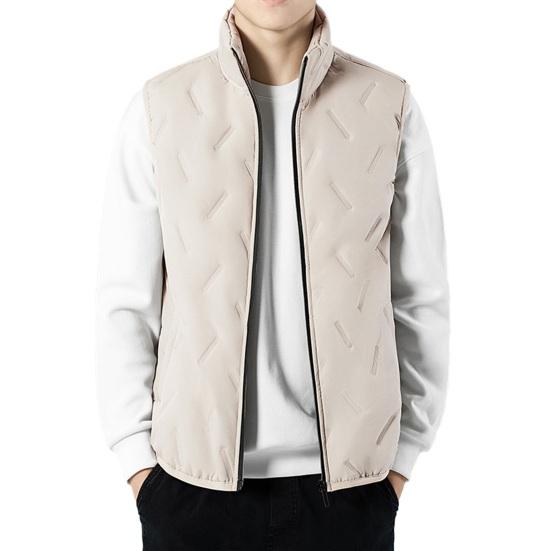 

Мужской зимний однотонный теплый жилет с воротником-стойкой, без рукавов, прямоугольные рельефные карманы, планка на молнии, однотонный повседневный жилет, пальто XL хаки