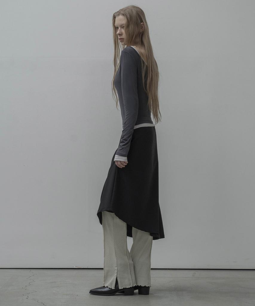 Mosyupamosyu Interlock Slit Knit Pants [Ivory]