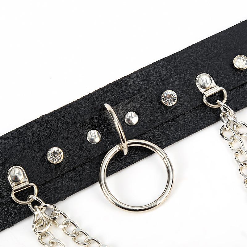 Mei Mary Women's belt punk circle chain belt decorative skirt jeans waist chain