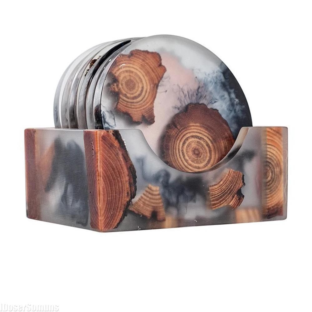 Japanese Wooden Tea Coaster Resin Insulation Pad Simple Coaster Creative Gasket Tea Ceremony Kitchen Accessories Home Decoration