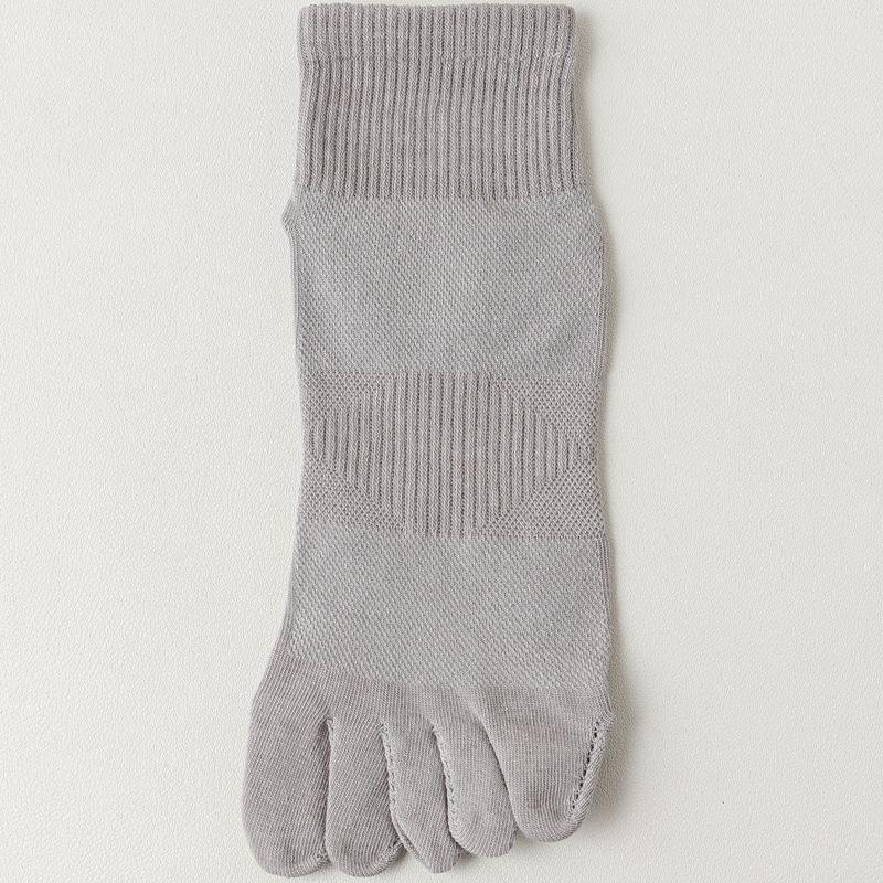 Men's Mid-Calf Five-Toe Cotton Socks - Spring/Summer, Sweat-Wicking, Deodorizing, Solid Color, Seamless, Long, Mesh, Sports, Split-Toe.