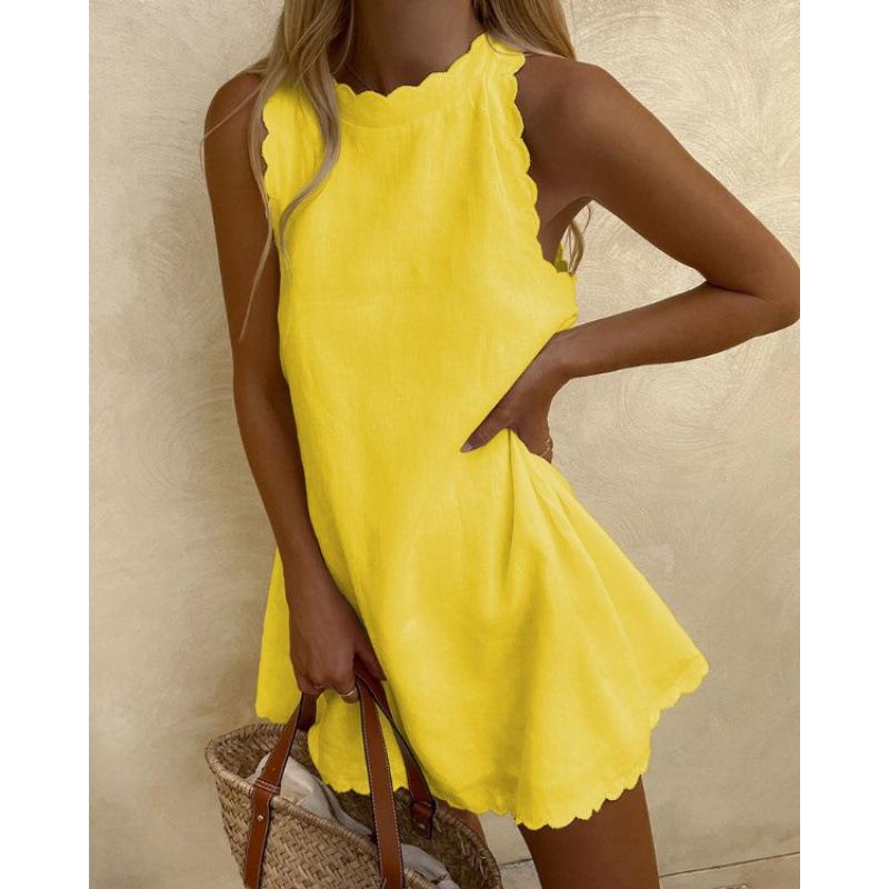 Women's Sexy Solid Color Sleeveless Loose Women's Vest Dress
