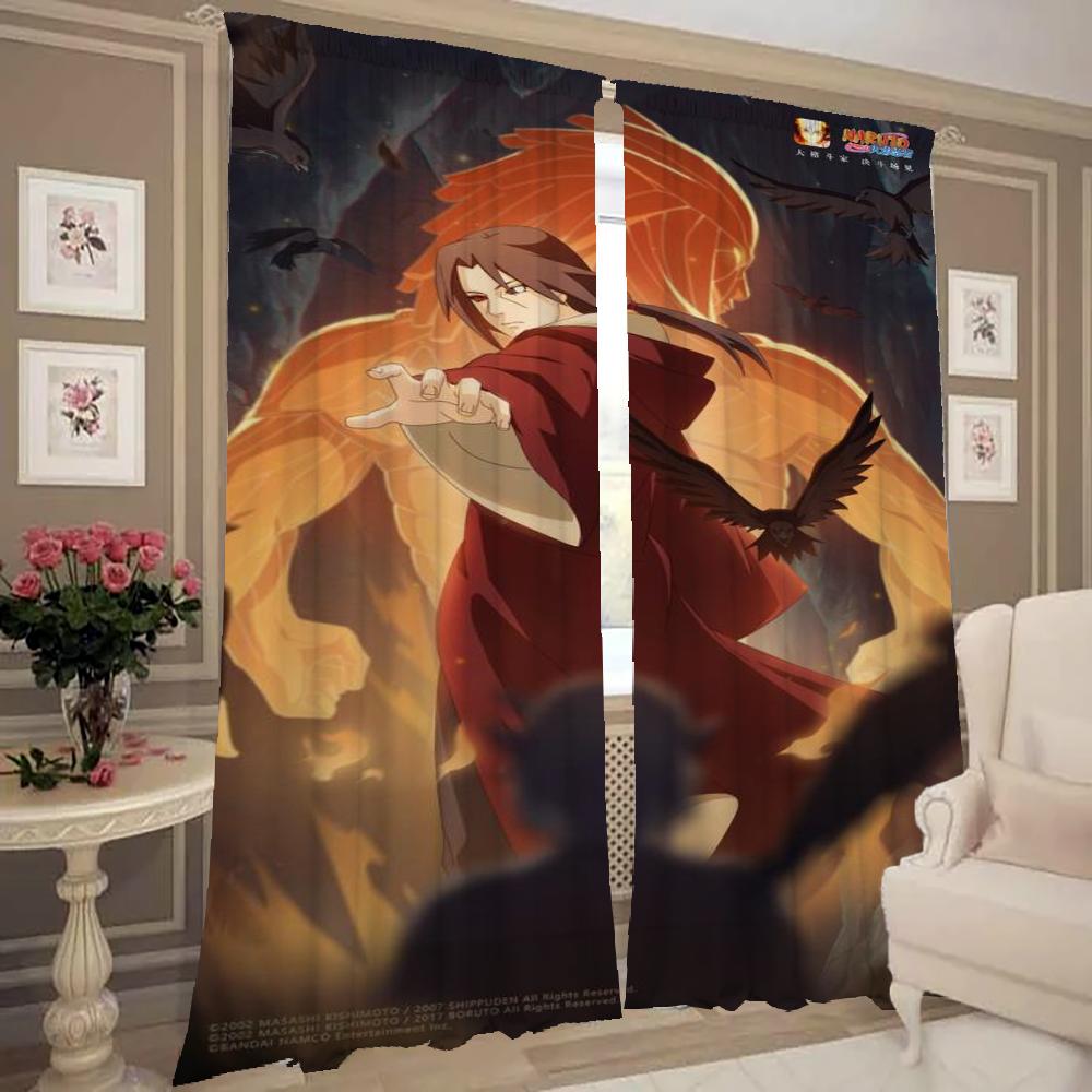 Home Interior Kitchen Curtains Living Room Door Curtain Naruto Partition Bedroom Decoration Darkening Set Of 2 Made Polyester Decor