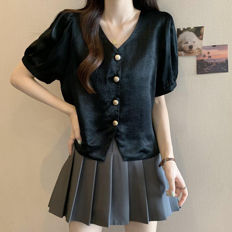 Plus Size 2026 Korean V-Neck Short Sleeve Belly-Concealing Summer Cardigan Plus Size 4XL
