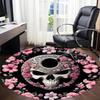1pc Skull Flowers Office Round Area Rug, Indoor Mat Suitable For Office, Under Office Chairs Bedroom Living Room Home Decor, Room Deco