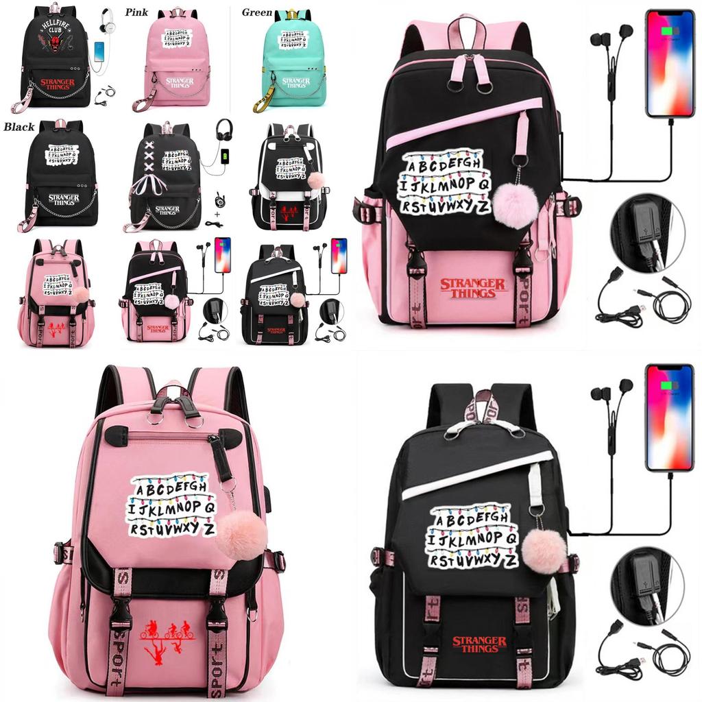 Mochila Grande de Temporada Stranger Things Recargable por USB para Niños