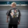 Washed Retro Cotton 230Gmen'S Graphic Tees Funny Letter Printing Vintage