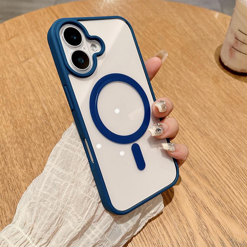For IPhone 16 Promax Transparent Magnetic Phone Case for Apple 17 Magsafe Anti Drop Protective Case Simple